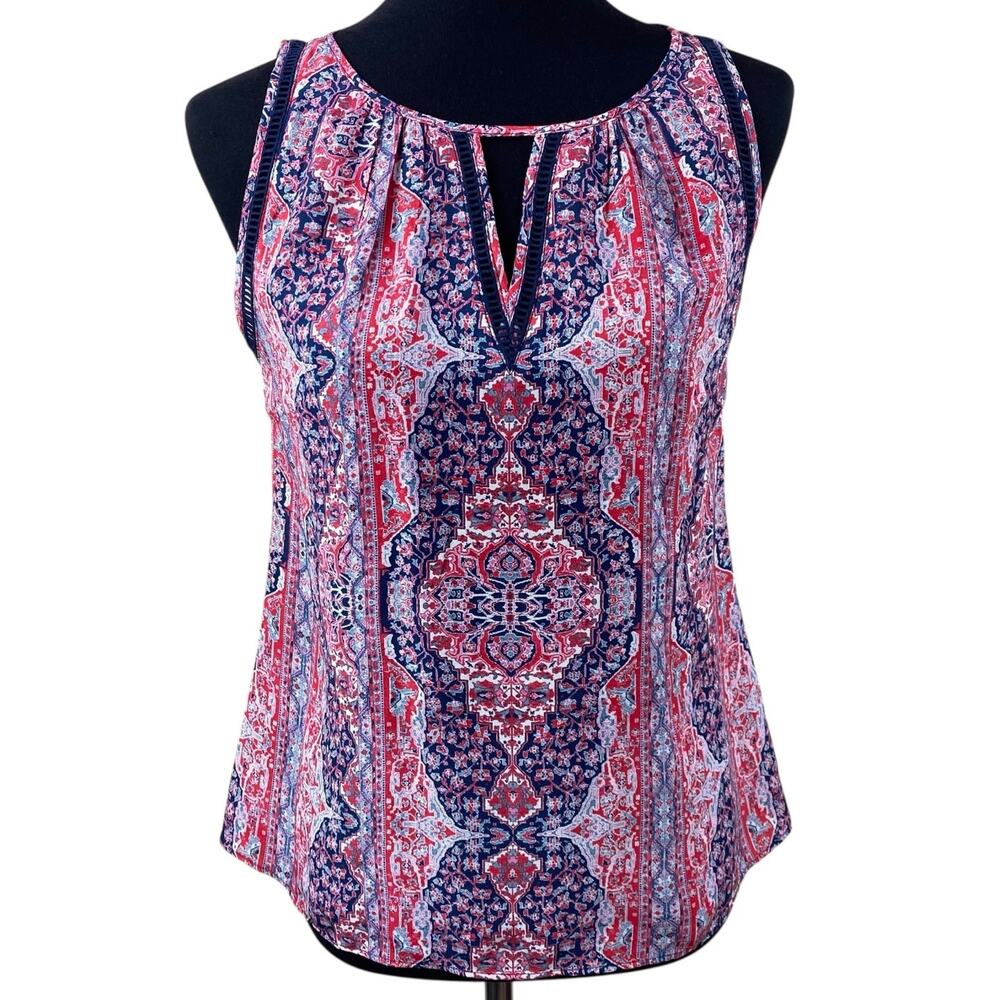 Greylin 100% Silk Floral Sleeveless Blouse Size XS Lightweight Summer